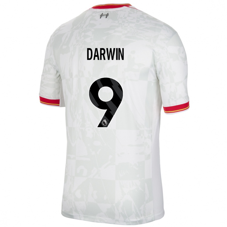 Niño Fútbol Camiseta Darwin Nunez #9 Blanco Rojo Negro Equipación Tercera 2024/25 Argentina