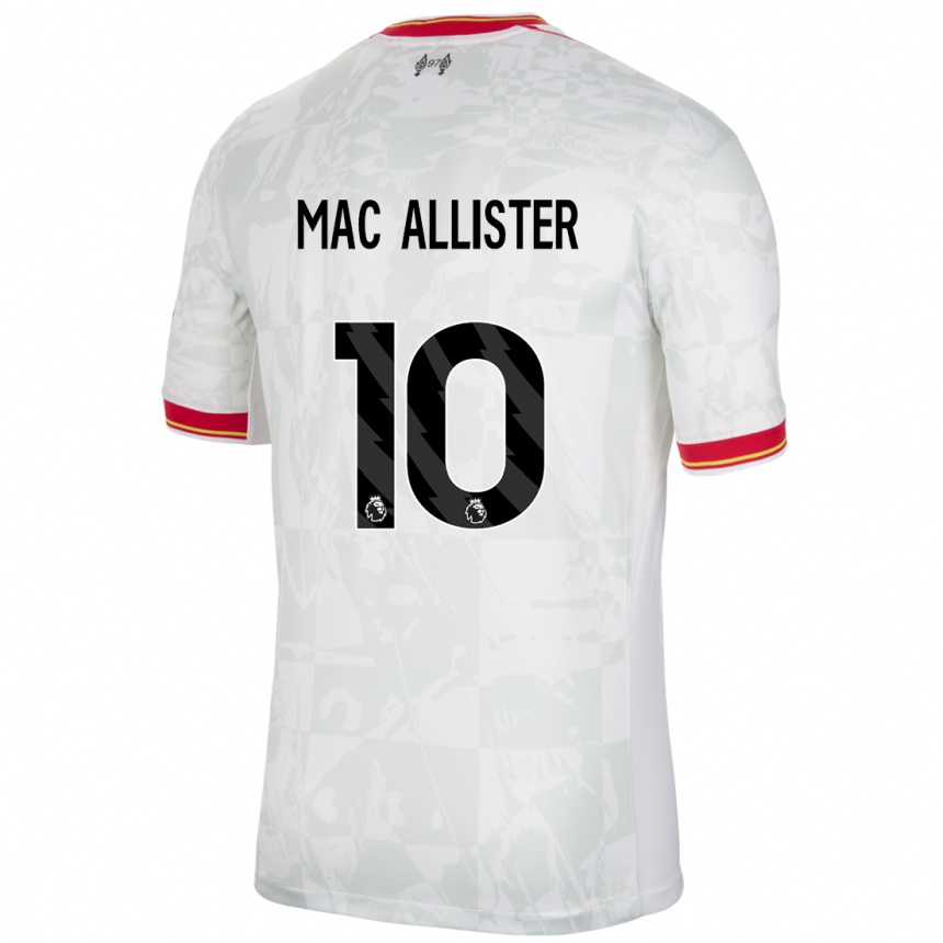 Niño Fútbol Camiseta Alexis Mac Allister #10 Blanco Rojo Negro Equipación Tercera 2024/25 Argentina