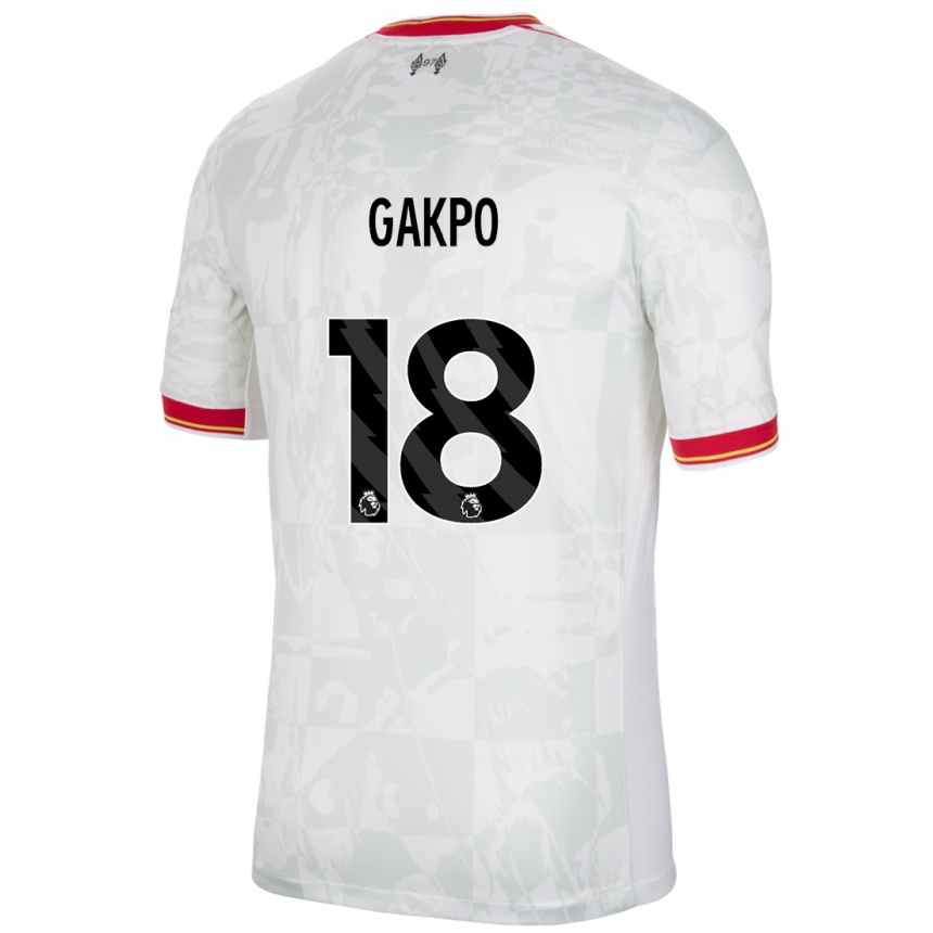 Niño Fútbol Camiseta Cody Gakpo #18 Blanco Rojo Negro Equipación Tercera 2024/25 Argentina