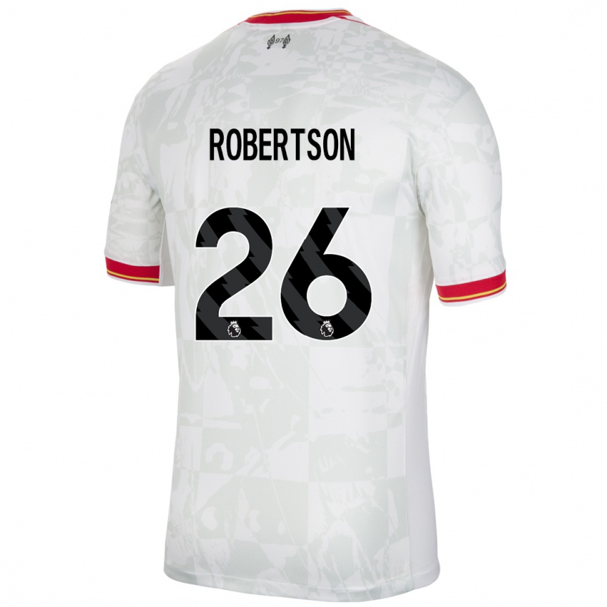 Niño Fútbol Camiseta Andrew Robertson #26 Blanco Rojo Negro Equipación Tercera 2024/25 Argentina