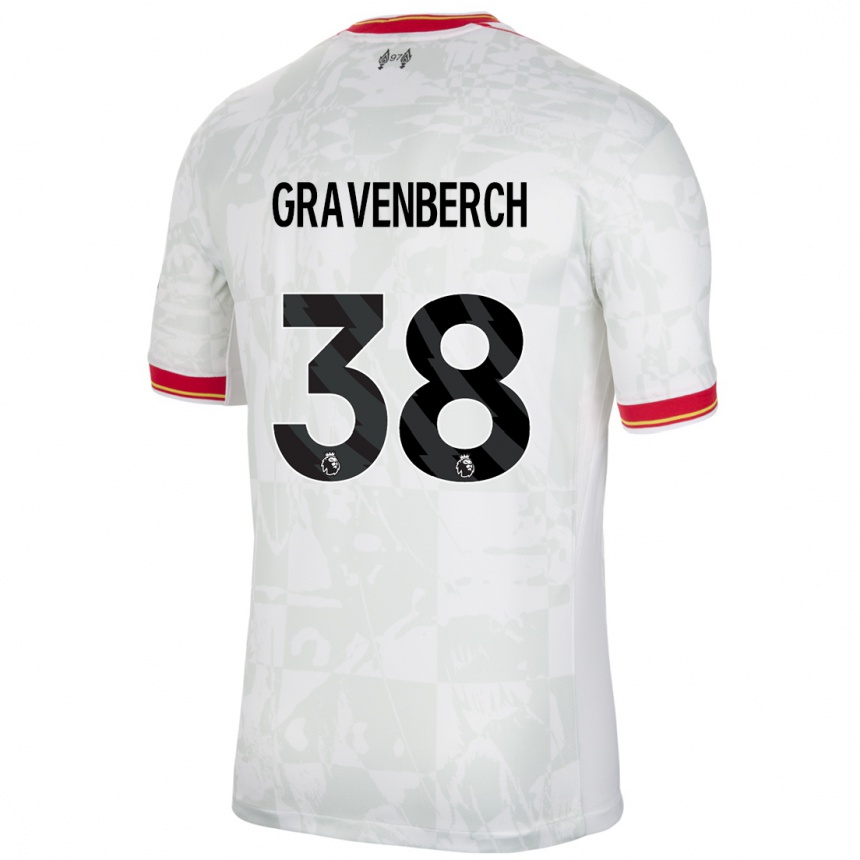 Niño Fútbol Camiseta Ryan Gravenberch #38 Blanco Rojo Negro Equipación Tercera 2024/25 Argentina