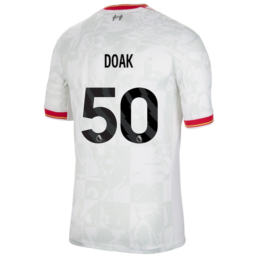 Niño Fútbol Camiseta Ben Doak #50 Blanco Rojo Negro Equipación Tercera 2024/25 Argentina