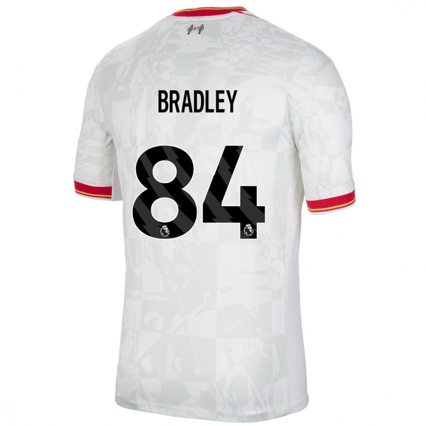 Niño Fútbol Camiseta Conor Bradley #84 Blanco Rojo Negro Equipación Tercera 2024/25 Argentina