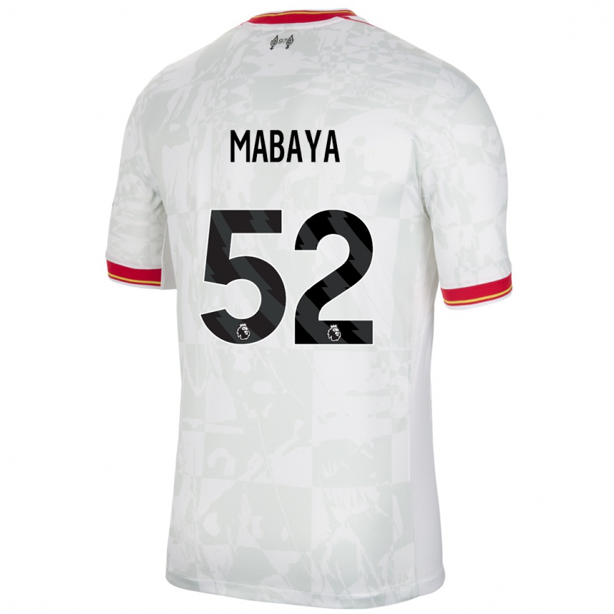 Niño Fútbol Camiseta Isaac Mabaya #52 Blanco Rojo Negro Equipación Tercera 2024/25 Argentina