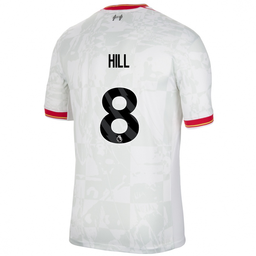 Niño Fútbol Camiseta Tom Hill #8 Blanco Rojo Negro Equipación Tercera 2024/25 Argentina