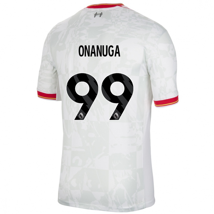 Niño Fútbol Camiseta Fola Onanuga #99 Blanco Rojo Negro Equipación Tercera 2024/25 Argentina