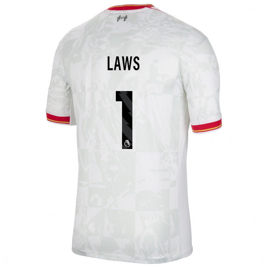 Niño Fútbol Camiseta Rachael Laws #1 Blanco Rojo Negro Equipación Tercera 2024/25 Argentina