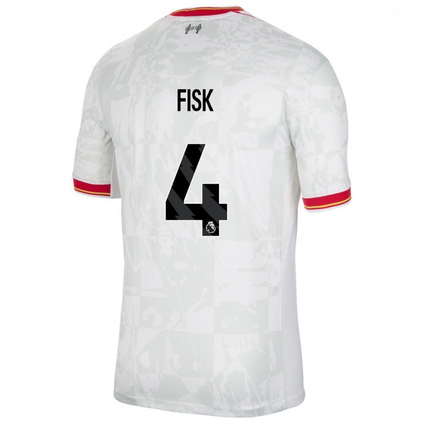 Niño Fútbol Camiseta Grace Fisk #4 Blanco Rojo Negro Equipación Tercera 2024/25 Argentina