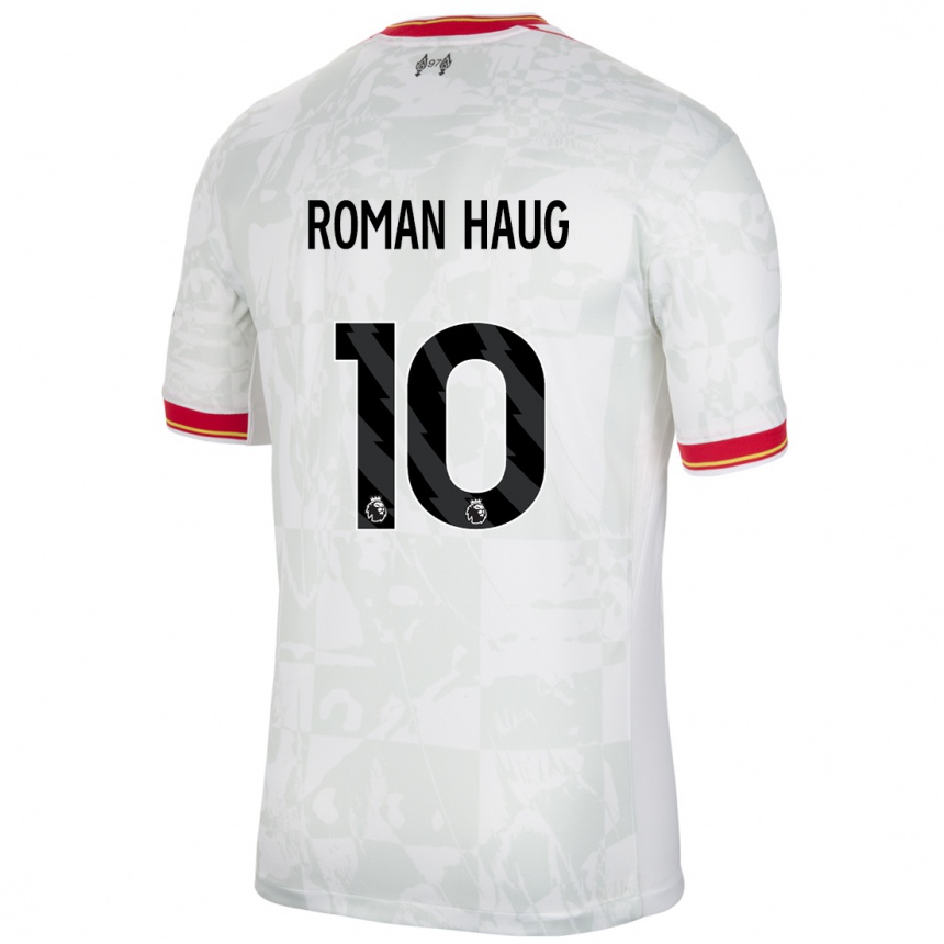 Niño Fútbol Camiseta Sophie Román Haug #10 Blanco Rojo Negro Equipación Tercera 2024/25 Argentina