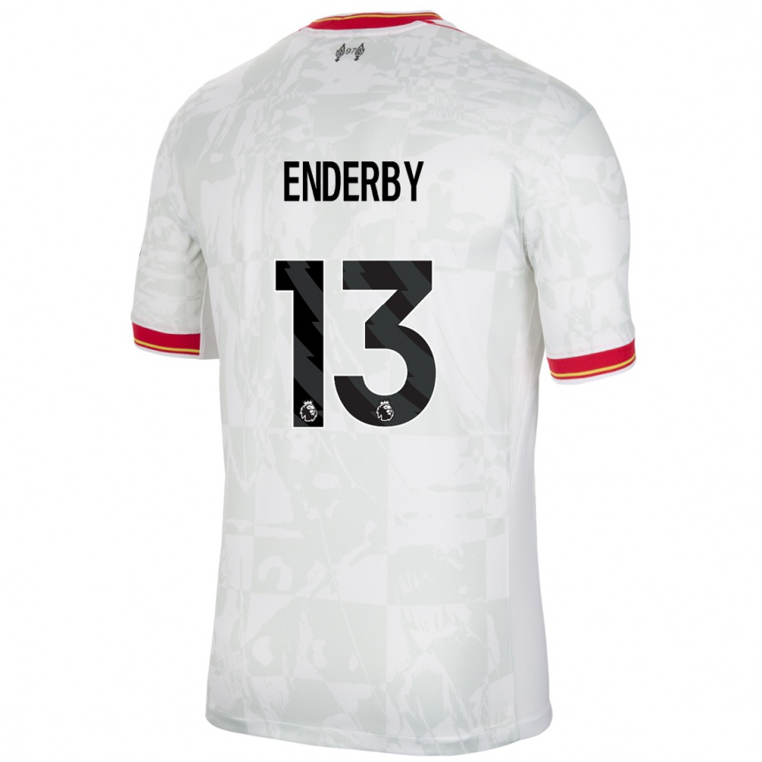 Niño Fútbol Camiseta Mia Enderby #13 Blanco Rojo Negro Equipación Tercera 2024/25 Argentina