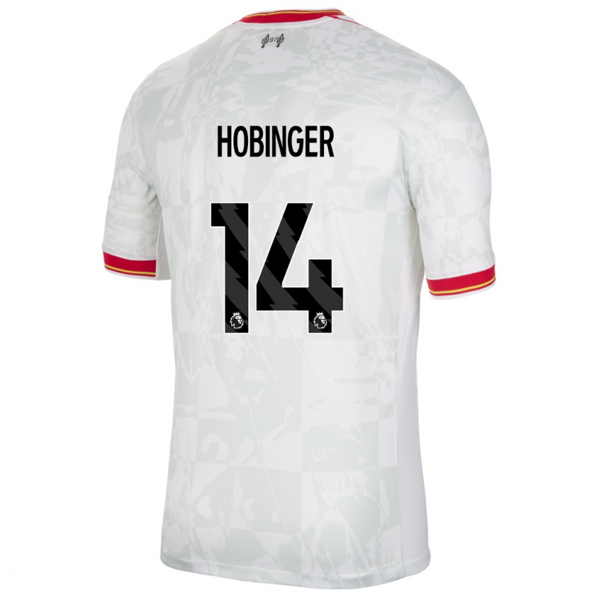 Niño Fútbol Camiseta Marie Höbinger #14 Blanco Rojo Negro Equipación Tercera 2024/25 Argentina