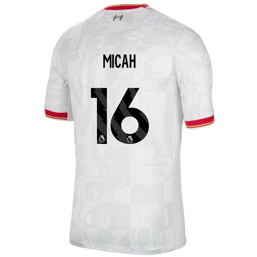 Niño Fútbol Camiseta Teagan Micah #16 Blanco Rojo Negro Equipación Tercera 2024/25 Argentina