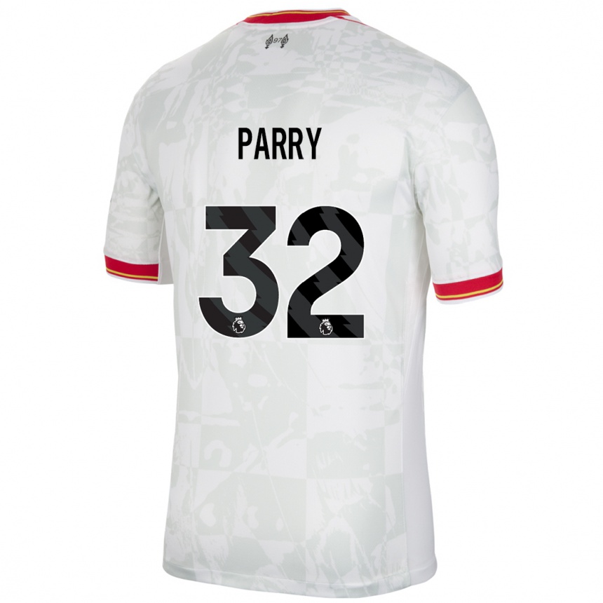 Niño Fútbol Camiseta Lucy Parry #32 Blanco Rojo Negro Equipación Tercera 2024/25 Argentina