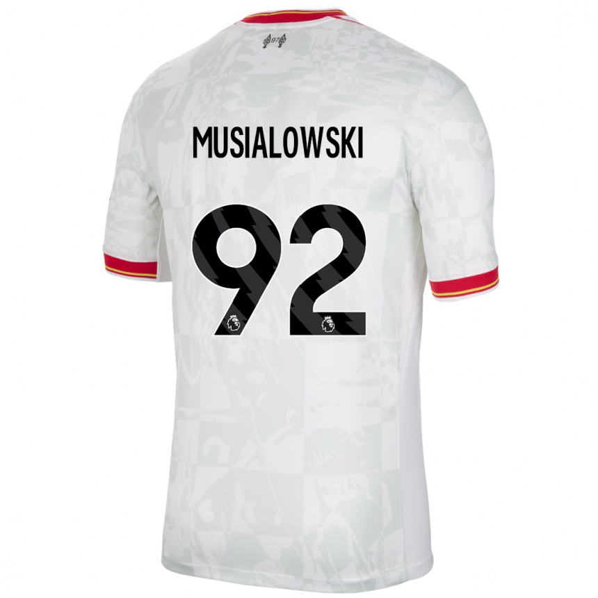 Niño Fútbol Camiseta Mateusz Musialowski #92 Blanco Rojo Negro Equipación Tercera 2024/25 Argentina