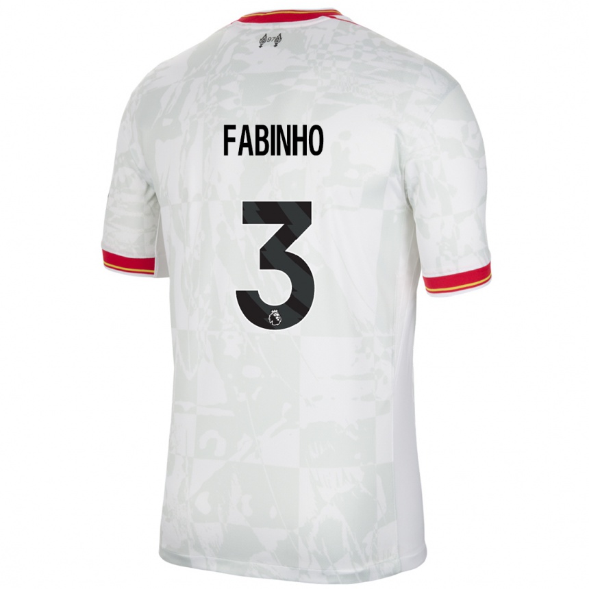 Niño Fútbol Camiseta Fabinho #3 Blanco Rojo Negro Equipación Tercera 2024/25 Argentina