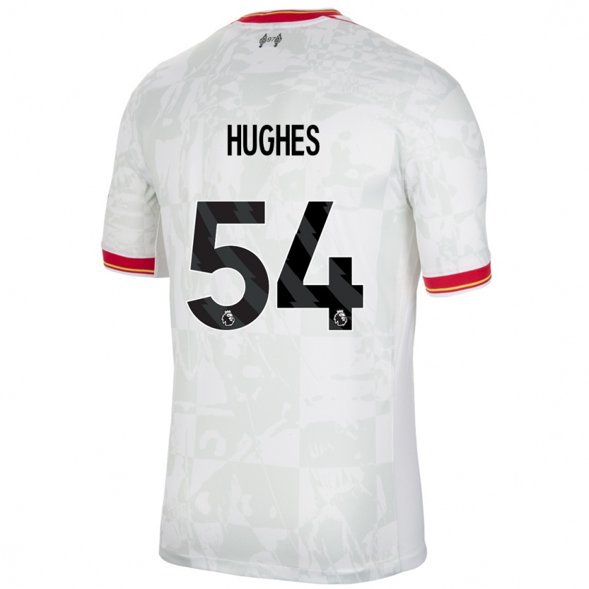 Niño Fútbol Camiseta Liam Hughes #54 Blanco Rojo Negro Equipación Tercera 2024/25 Argentina