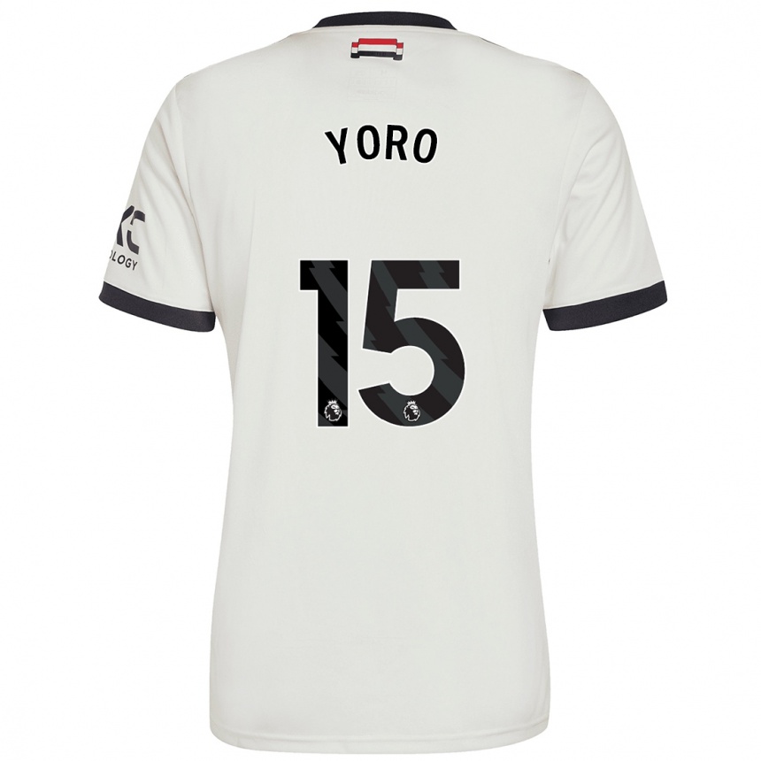 Niño Fútbol Camiseta Leny Yoro #15 Blanquecino Equipación Tercera 2024/25 Argentina