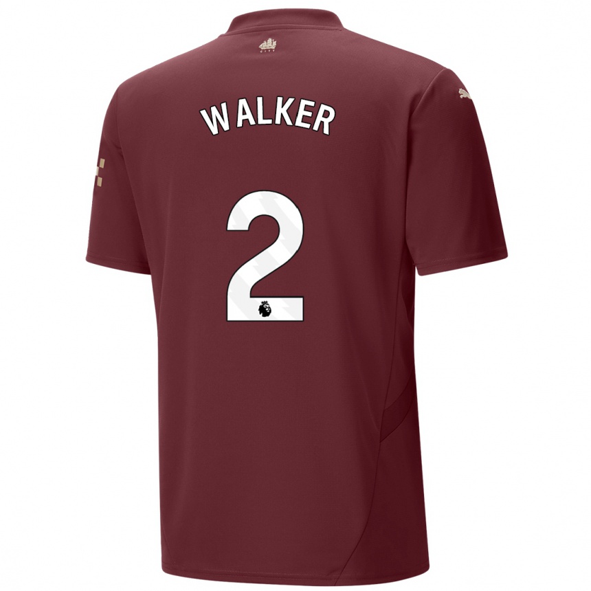 Niño Fútbol Camiseta Kyle Walker #2 Granate Equipación Tercera 2024/25 Argentina