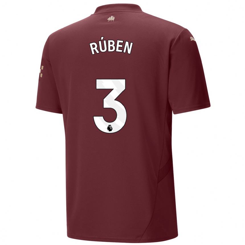 Niño Fútbol Camiseta Ruben Dias #3 Granate Equipación Tercera 2024/25 Argentina