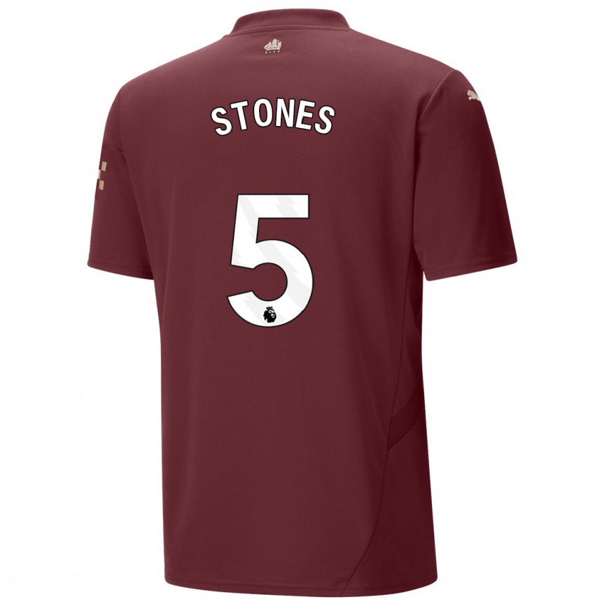 Niño Fútbol Camiseta John Stones #5 Granate Equipación Tercera 2024/25 Argentina