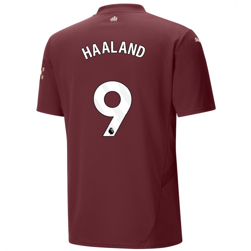 Niño Fútbol Camiseta Erling Haaland #9 Granate Equipación Tercera 2024/25 Argentina