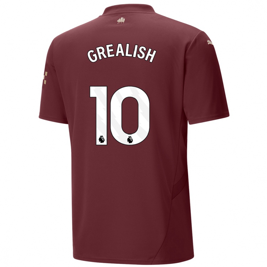 Niño Fútbol Camiseta Jack Grealish #10 Granate Equipación Tercera 2024/25 Argentina