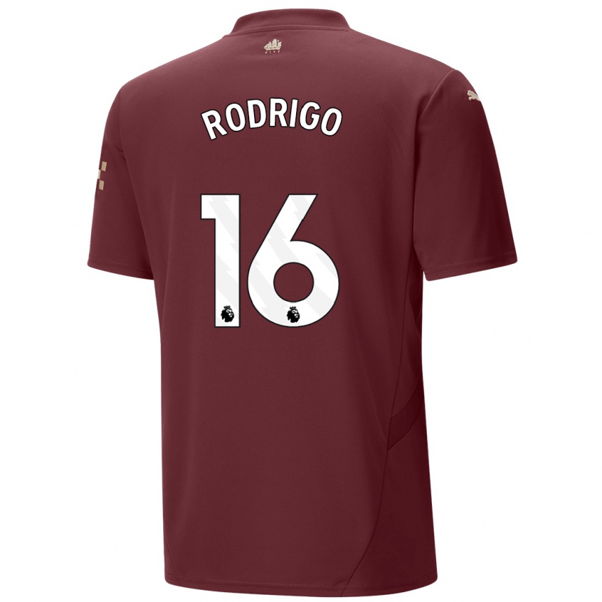 Niño Fútbol Camiseta Rodrigo Hernandez #16 Granate Equipación Tercera 2024/25 Argentina