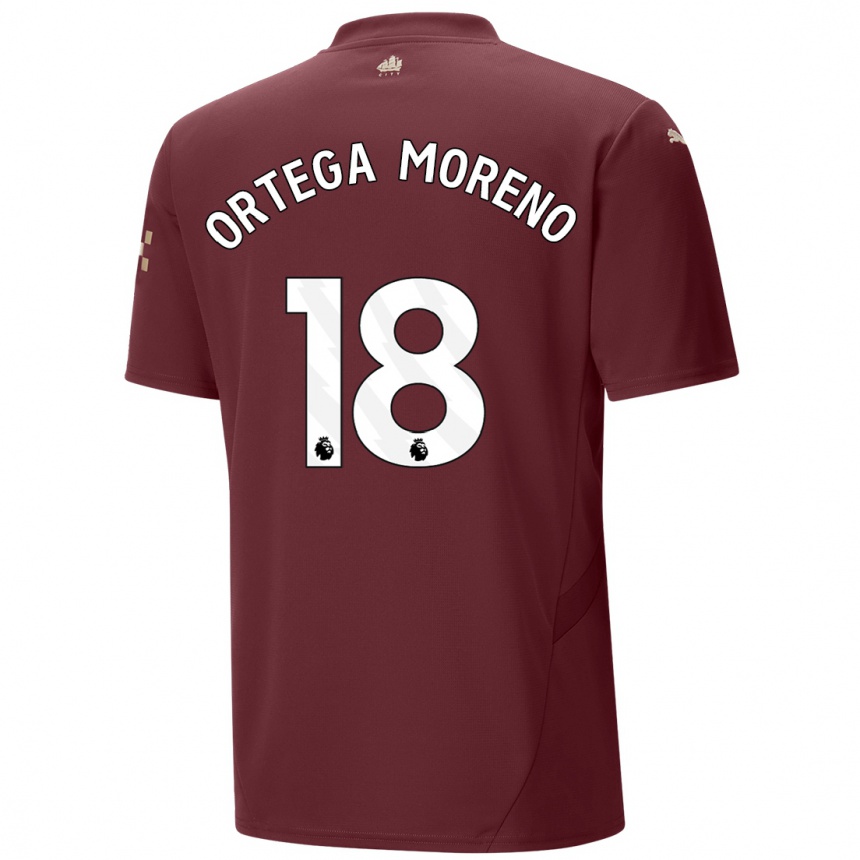 Niño Fútbol Camiseta Stefan Ortega Moreno #18 Granate Equipación Tercera 2024/25 Argentina