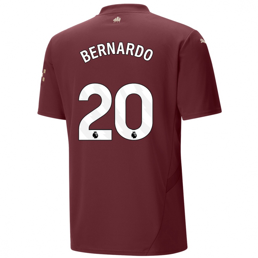 Niño Fútbol Camiseta Bernardo Silva #20 Granate Equipación Tercera 2024/25 Argentina