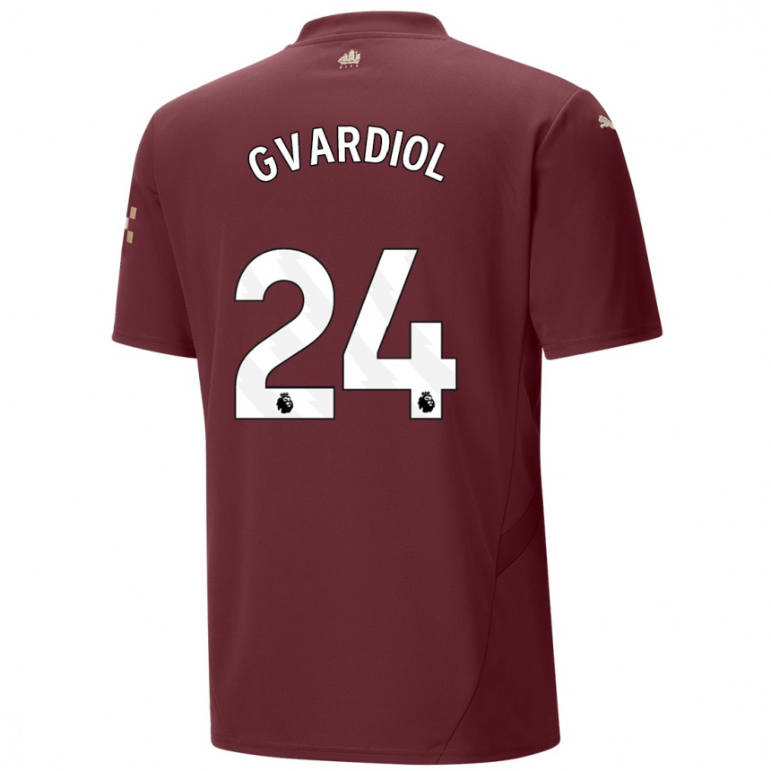 Niño Fútbol Camiseta Josko Gvardiol #24 Granate Equipación Tercera 2024/25 Argentina