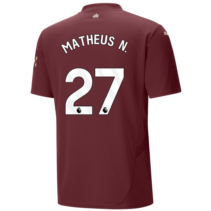 Niño Fútbol Camiseta Matheus Nunes #27 Granate Equipación Tercera 2024/25 Argentina