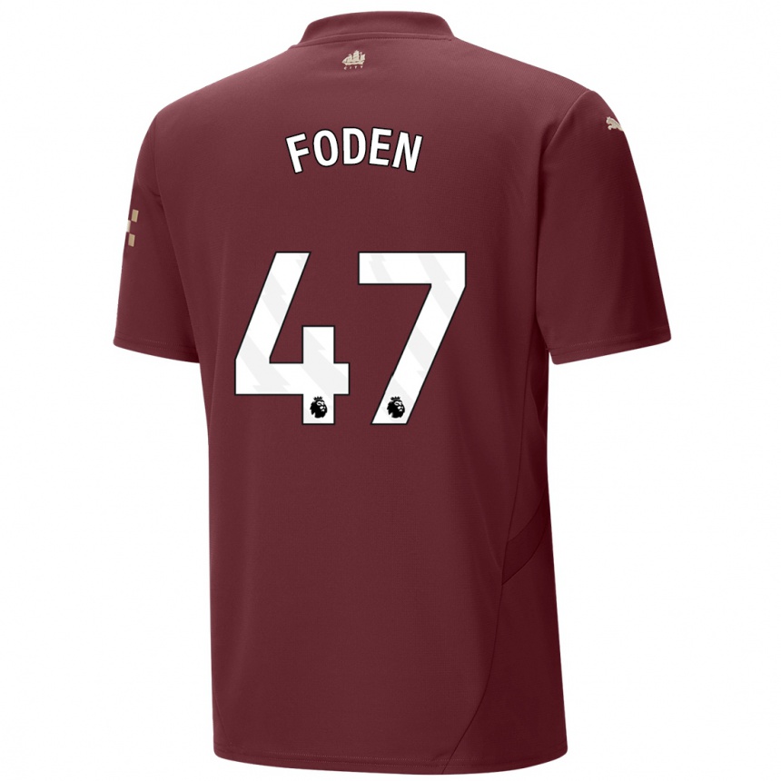 Niño Fútbol Camiseta Phil Foden #47 Granate Equipación Tercera 2024/25 Argentina