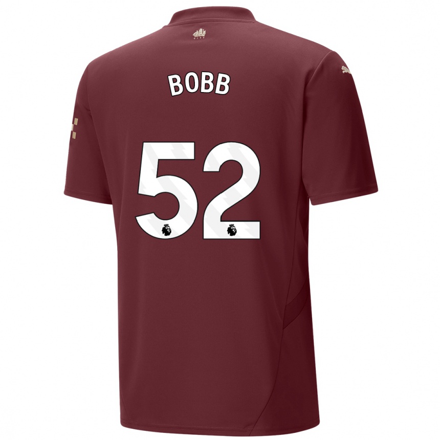 Niño Fútbol Camiseta Oscar Bobb #52 Granate Equipación Tercera 2024/25 Argentina