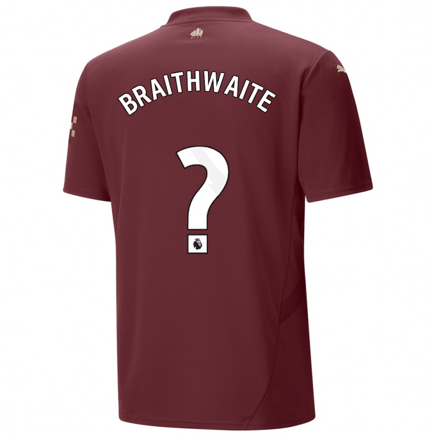 Niño Fútbol Camiseta Kaden Braithwaite #0 Granate Equipación Tercera 2024/25 Argentina