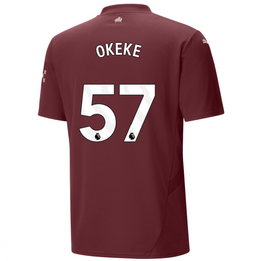 Niño Fútbol Camiseta Michael Okeke #57 Granate Equipación Tercera 2024/25 Argentina