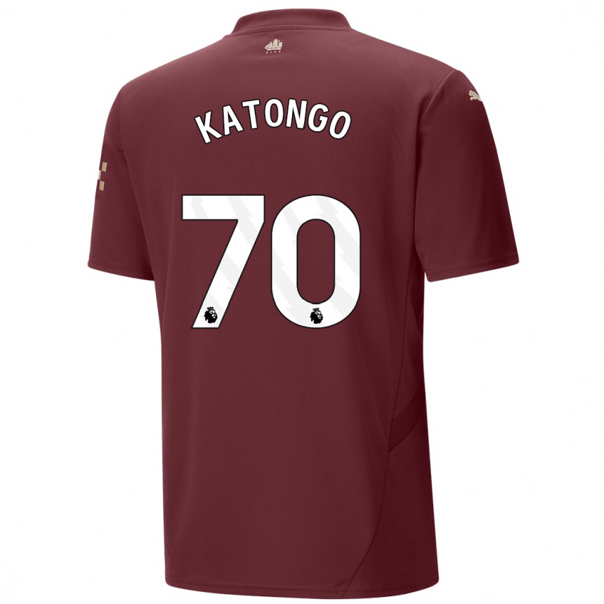 Niño Fútbol Camiseta Jadel Katongo #70 Granate Equipación Tercera 2024/25 Argentina