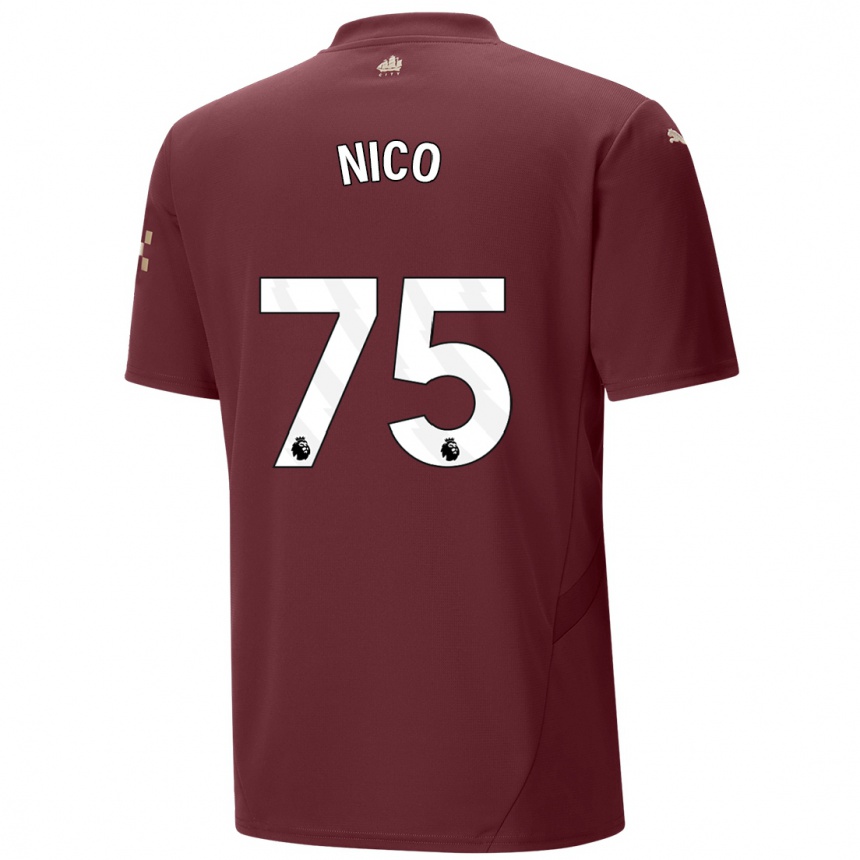 Niño Fútbol Camiseta Nico O'reilly #75 Granate Equipación Tercera 2024/25 Argentina