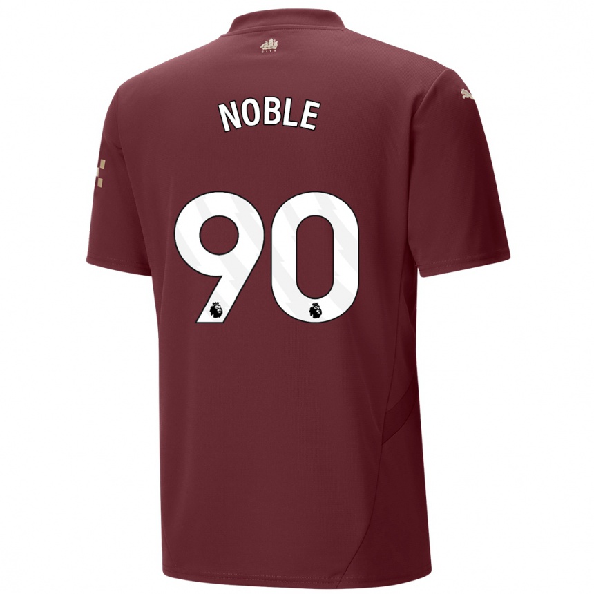 Niño Fútbol Camiseta Kian Noble #90 Granate Equipación Tercera 2024/25 Argentina