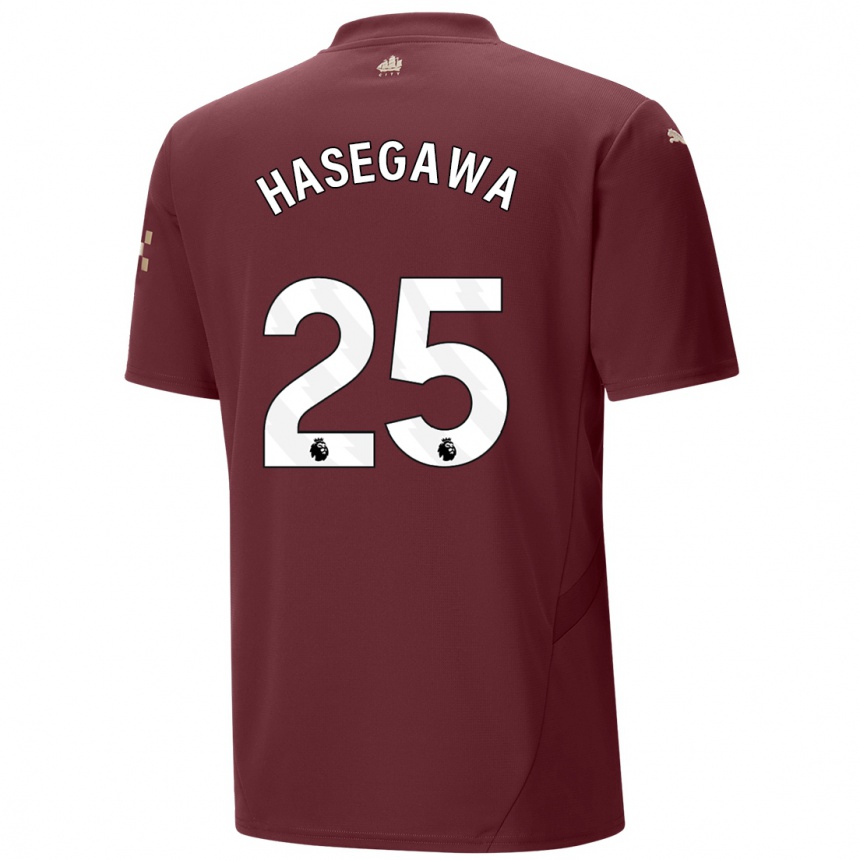 Niño Fútbol Camiseta Yui Hasegawa #25 Granate Equipación Tercera 2024/25 Argentina