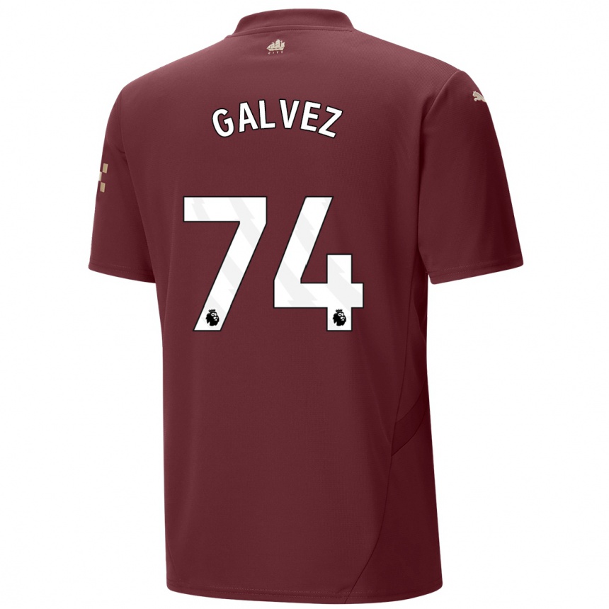 Niño Fútbol Camiseta Tomas Galvez #74 Granate Equipación Tercera 2024/25 Argentina