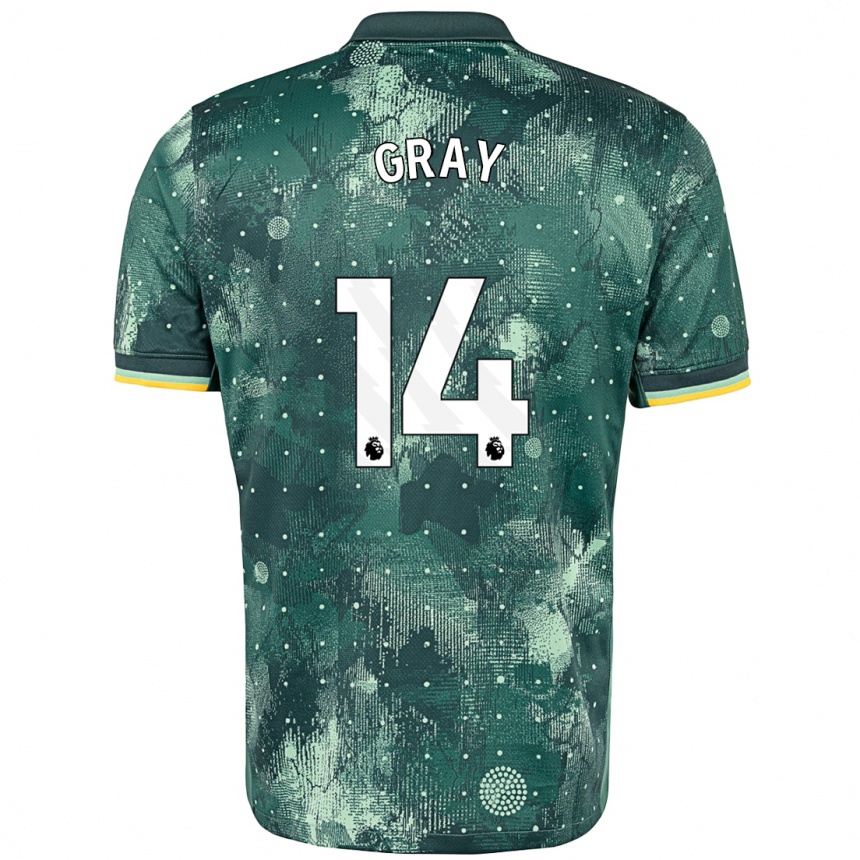 Niño Fútbol Camiseta Archie Gray #14 Verde Menta Equipación Tercera 2024/25 Argentina