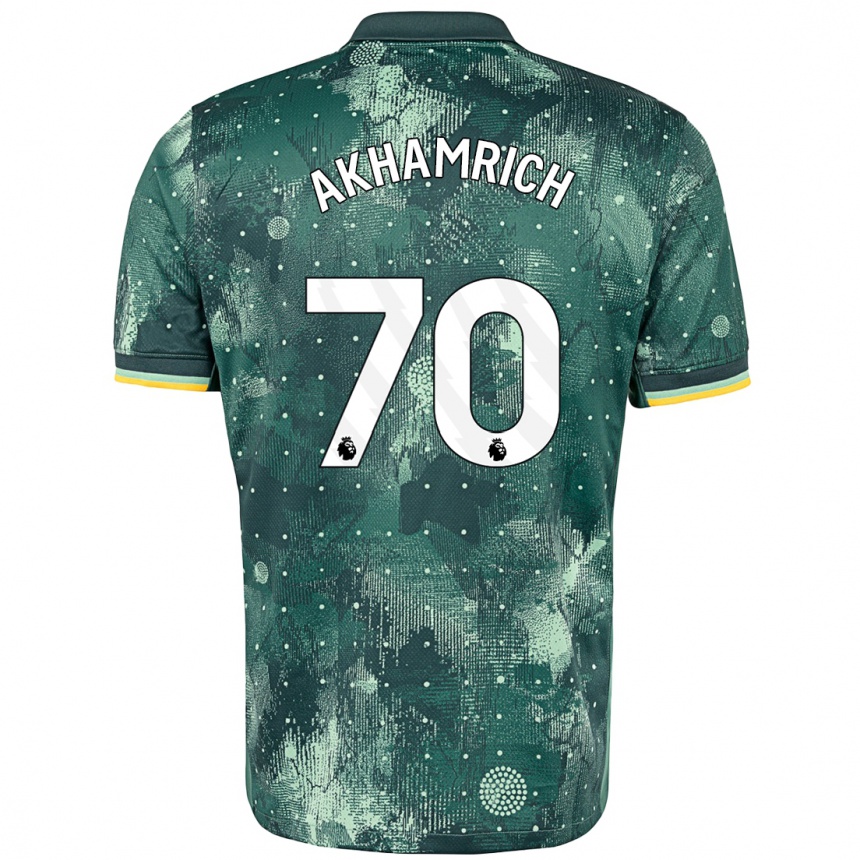 Niño Fútbol Camiseta Yusuf Akhamrich #70 Verde Menta Equipación Tercera 2024/25 Argentina