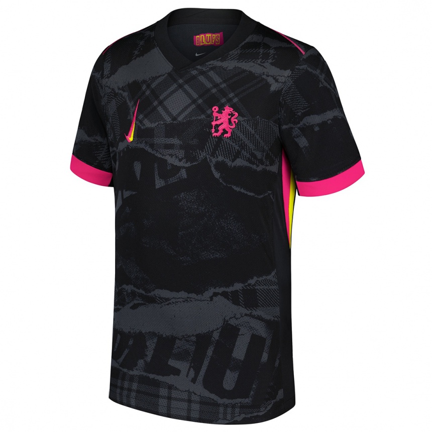 Niño Fútbol Camiseta Su Nombre #0 Negro Rosa Equipación Tercera 2024/25 Argentina