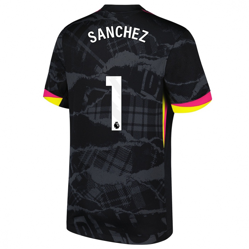 Niño Fútbol Camiseta Robert Sánchez #1 Negro Rosa Equipación Tercera 2024/25 Argentina