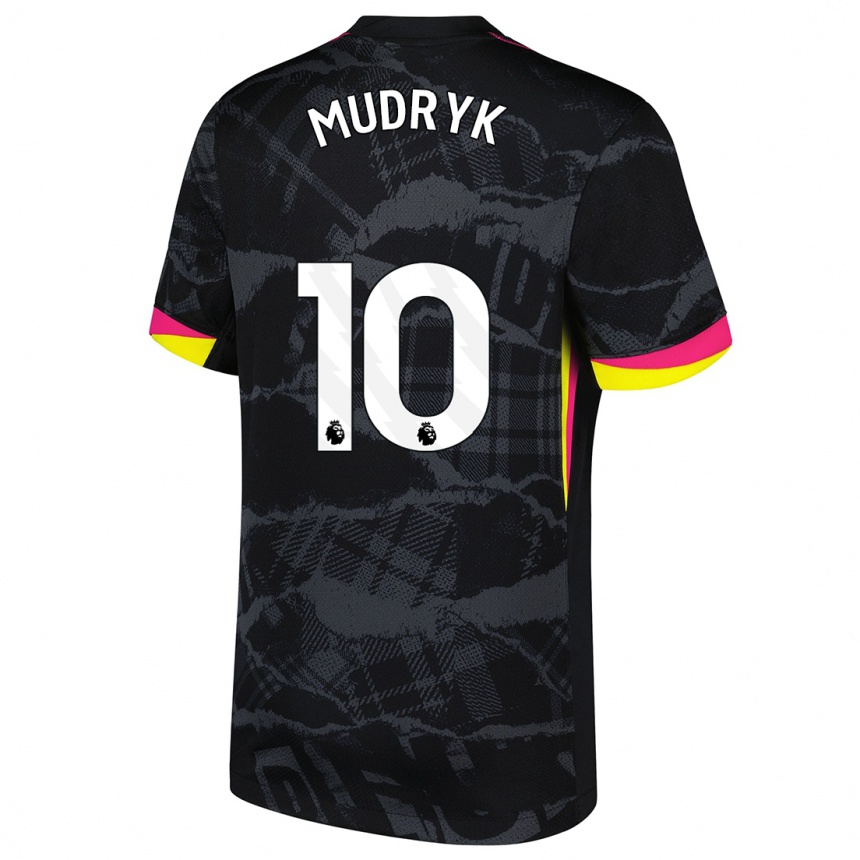 Niño Fútbol Camiseta Mykhaylo Mudryk #10 Negro Rosa Equipación Tercera 2024/25 Argentina