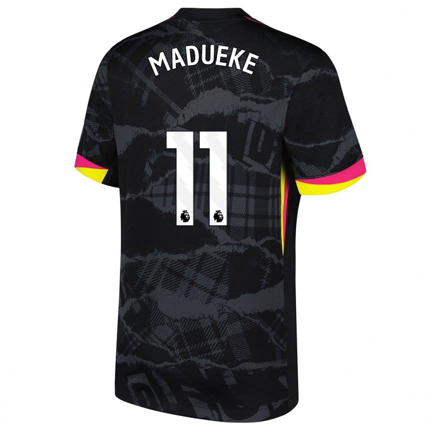 Niño Fútbol Camiseta Noni Madueke #11 Negro Rosa Equipación Tercera 2024/25 Argentina