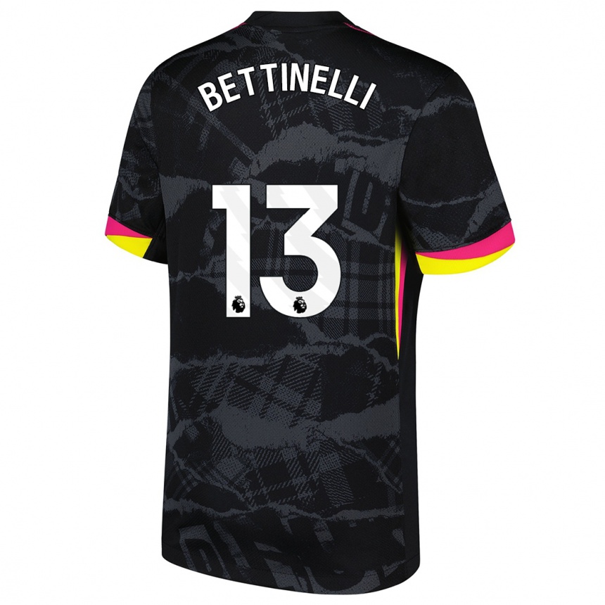 Niño Fútbol Camiseta Marcus Bettinelli #13 Negro Rosa Equipación Tercera 2024/25 Argentina