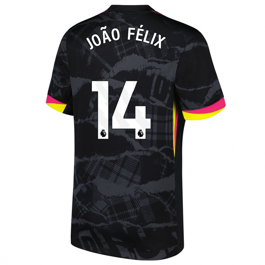 Niño Fútbol Camiseta Joao Felix #14 Negro Rosa Equipación Tercera 2024/25 Argentina