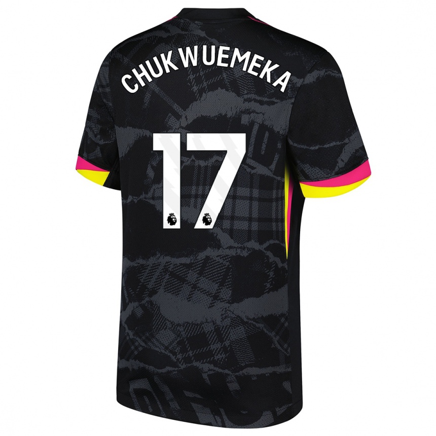 Niño Fútbol Camiseta Carney Chukwuemeka #17 Negro Rosa Equipación Tercera 2024/25 Argentina