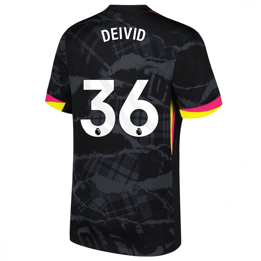 Niño Fútbol Camiseta Deivid Washington #36 Negro Rosa Equipación Tercera 2024/25 Argentina